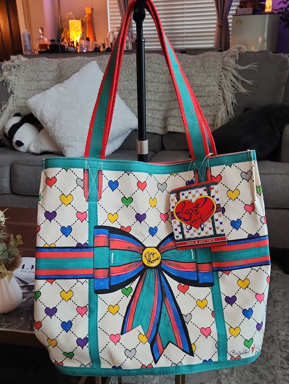 Brighton Love & Joy Large Canvas Holiday Tote Bag NWT Pristine
